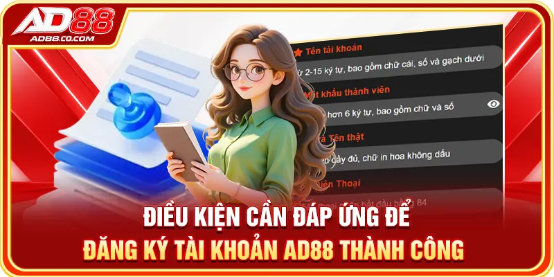 Điều kiện cần đáp ứng để đăng ký tài khoản AD88 thành công