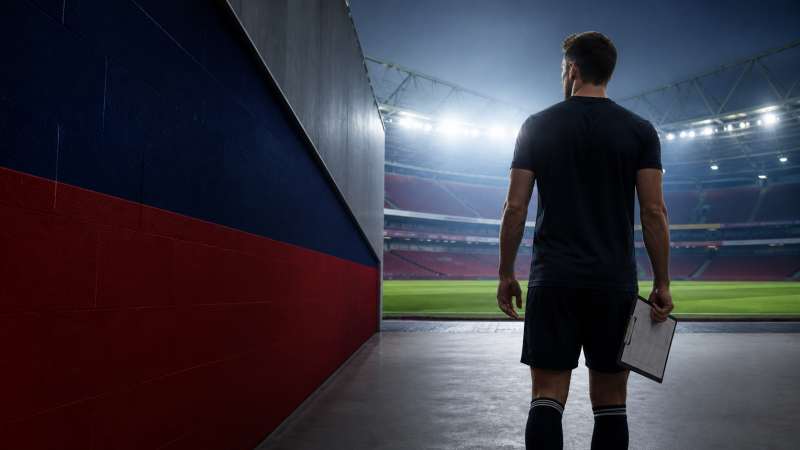 Hình minh họa hậu vệ chuẩn bị bước ra sân trong thương vụ Arsenal mua Ezri Konsa