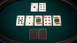 Bố cục hai lá riêng và năm lá chung minh họa Casino Hold’em