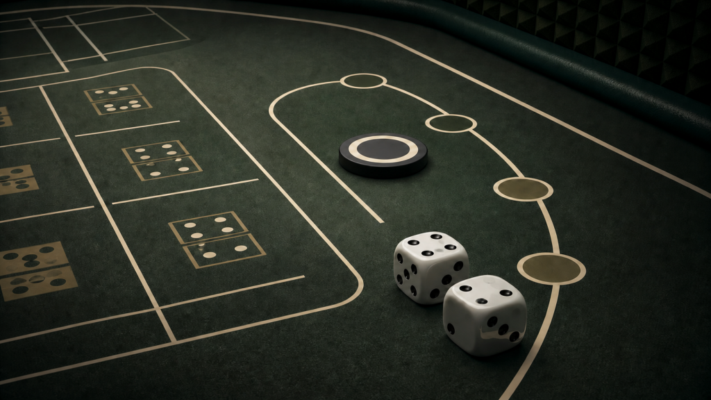 Hai xúc xắc và điểm đánh dấu minh họa chu kỳ Craps