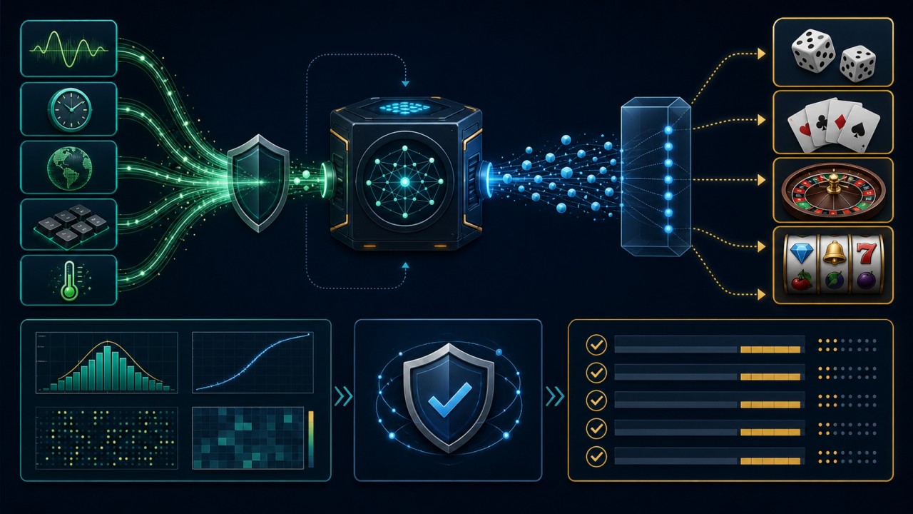RNG Là Gì? Cách Bộ Tạo Số Ngẫu Nhiên Hoạt Động 2 Minh họa quy trình RNG tạo và ánh xạ số ngẫu nhiên thành kết quả game