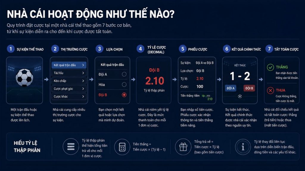 Sportsbook Là Gì? Market, Odds Và Settlement Hoạt Động Ra Sao 1 Sơ đồ hoạt động của sportsbook từ thị trường đến quyết toán