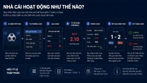 Sơ đồ hoạt động của sportsbook từ thị trường đến quyết toán