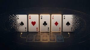 Năm lá bài minh họa cơ chế hold và draw của video poker